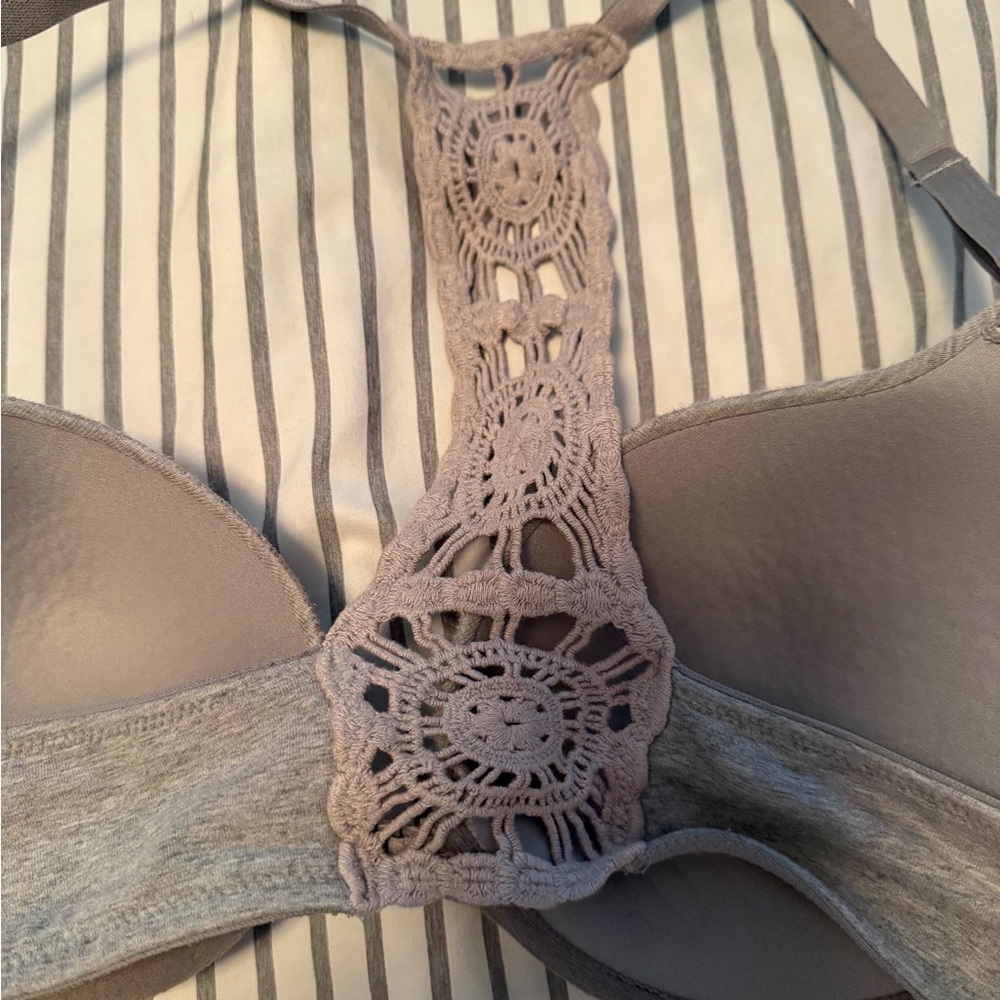 Gray Lace Racerback Bra - Picture 2 of 6